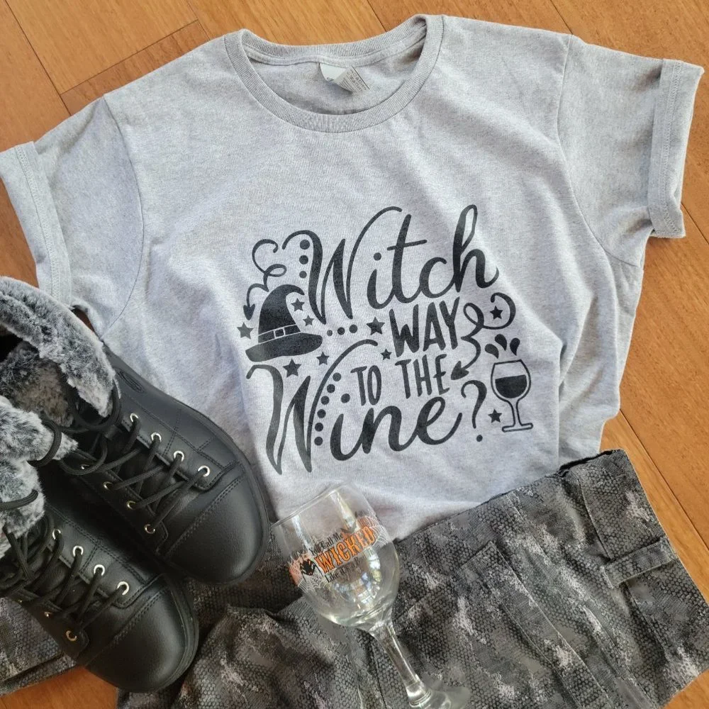 Witch Way to The Wine Woman's Graphic Tee - HALLOWEEN SPECIAL - Picture 5 of 5